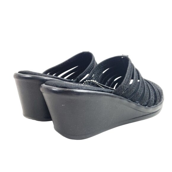 Skechers Womens Size 9.5 Black Open-Toe Wedge Slide Sandals - Picture 4 of 9